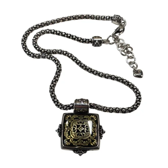 Brighton Necklace Silver Tone & Gold Tone Classic Ferrara Charm Chunky Chain - Picture 6 of 8